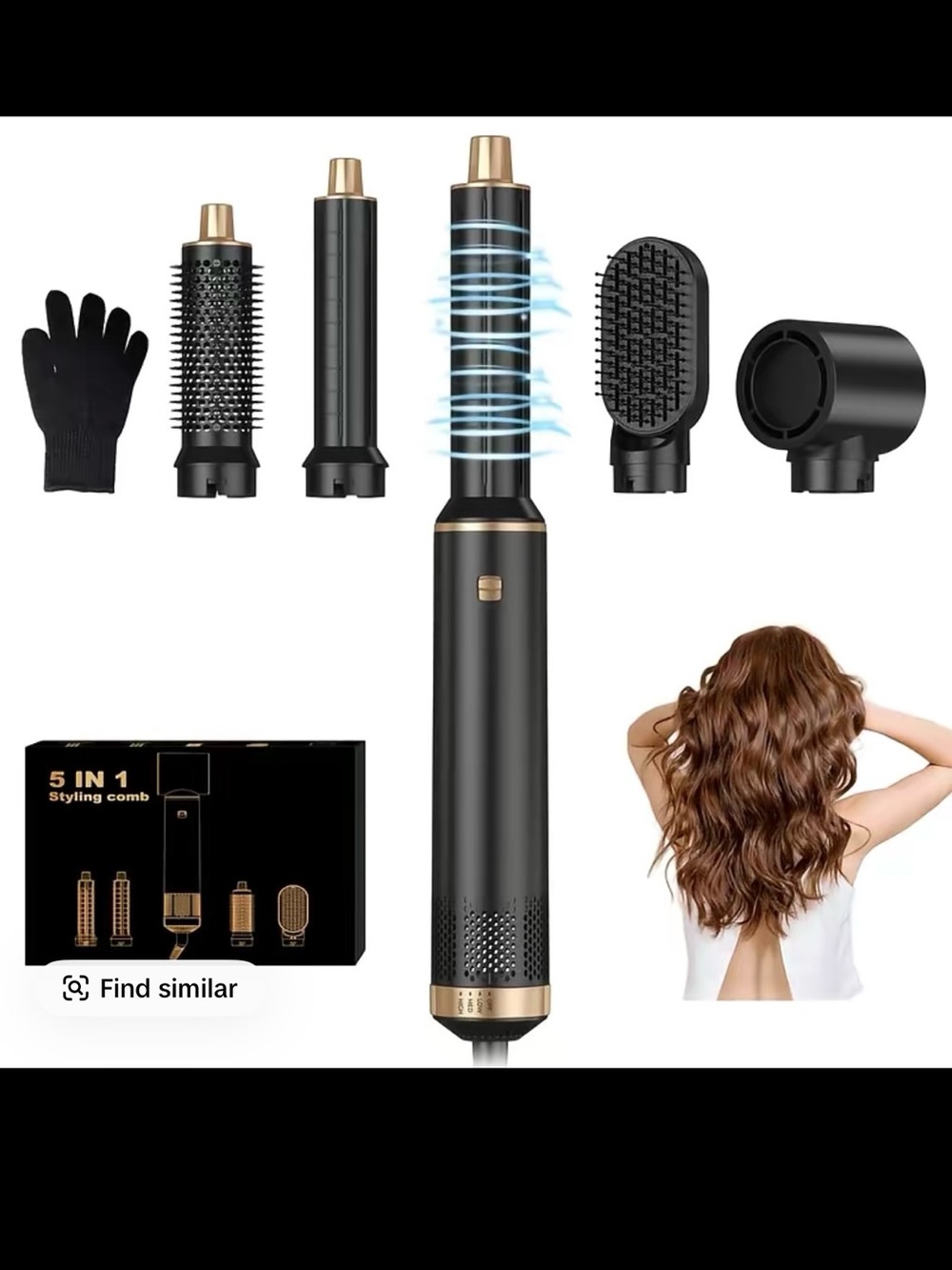 5 in 1 Hair Blow & Dryer Professional Hair Styler Rotating Hot Air Brush Comb On